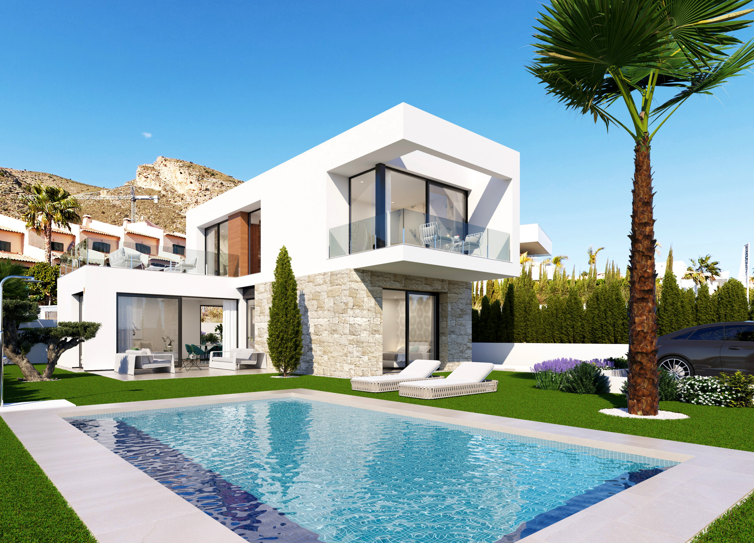 Nieuwbouwproject in Finestrat Sierra Cortina: Seaview 6 (Vrijstaande villa’s)